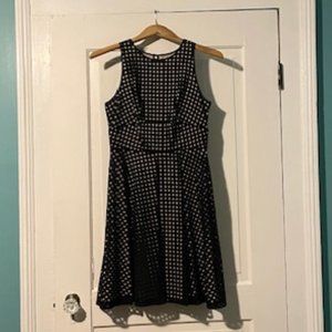 Navy Polka Cutout Cocktail Dress (LOFT)